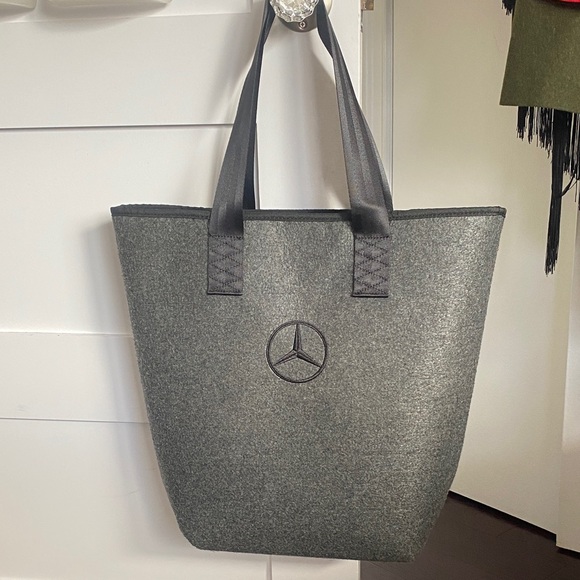 Mercedes Benz Handbags - Mercedes Benz Large Gray Felt Tote Shoulder Bag Like New!